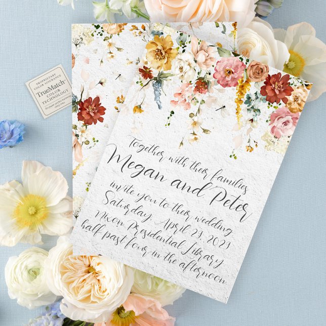Garden Floral Fine Art Calligraphy Style Wedding Einladung (Painterly florals and handwritten romance for the most beautiful garden celebrations.)