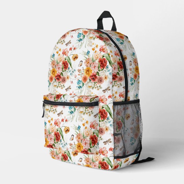 Garden Floral Pattern Bedruckter Rucksack (Rückseitige Ecke Rechts)