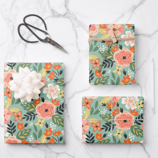 Garden Floral Pattern Geschenkpapier Set (Vorderseite)