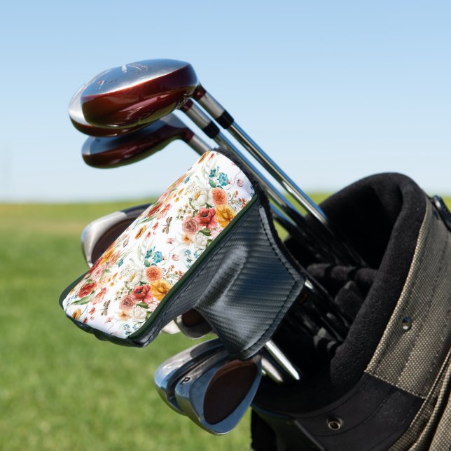 Garden Floral Pattern Golf Headcover (In Situ)