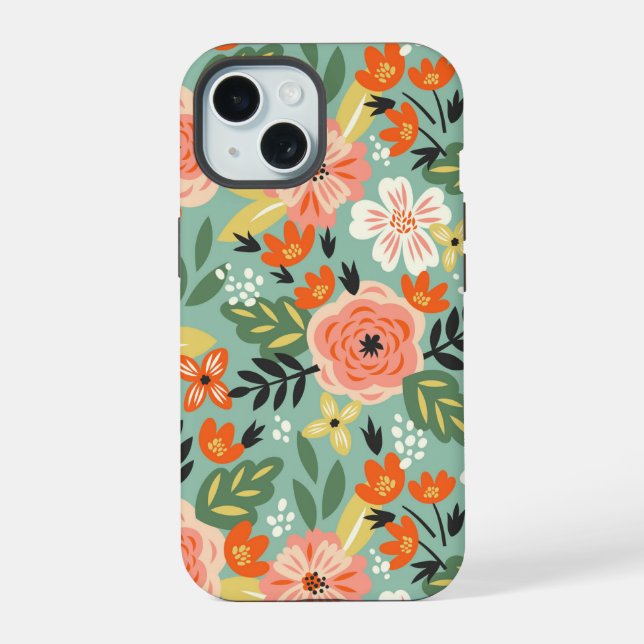 Garden Floral Pattern iPhone 15 Hülle (Rückseite)