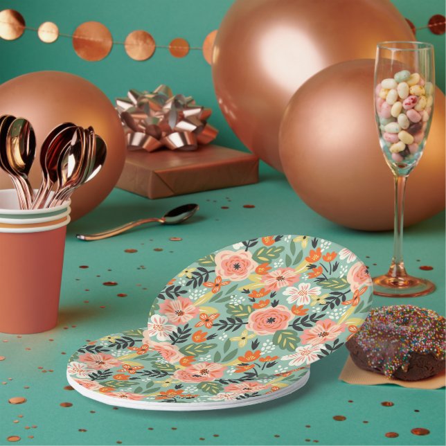 Garden Floral Pattern Pappteller (Multi)