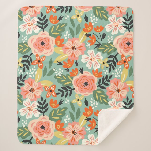 Garden Floral Pattern Sherpadecke (Vorderseite)