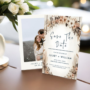 Garden Floral Spring Wood Boho Rustikale Hochzeit Save The Date