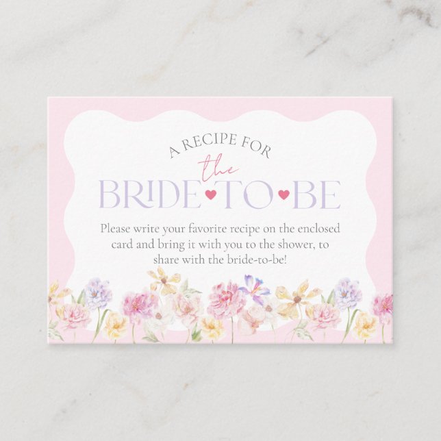 Garden Floral Wavy Modernes Brautparty Rezept Begleitkarte (Vorderseite)