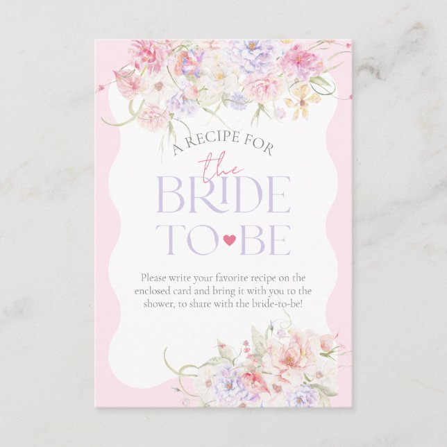 Garden Floral Wavy Modernes Brautparty Rezept Begleitkarte (Vorderseite)