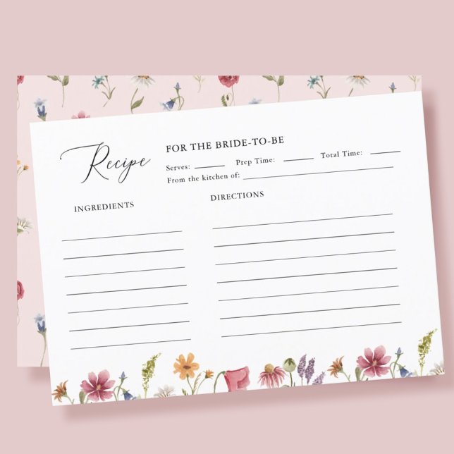 Garden Floral Wildblume Brautparty Rezept Begleitkarte (Von Creator hochgeladen)