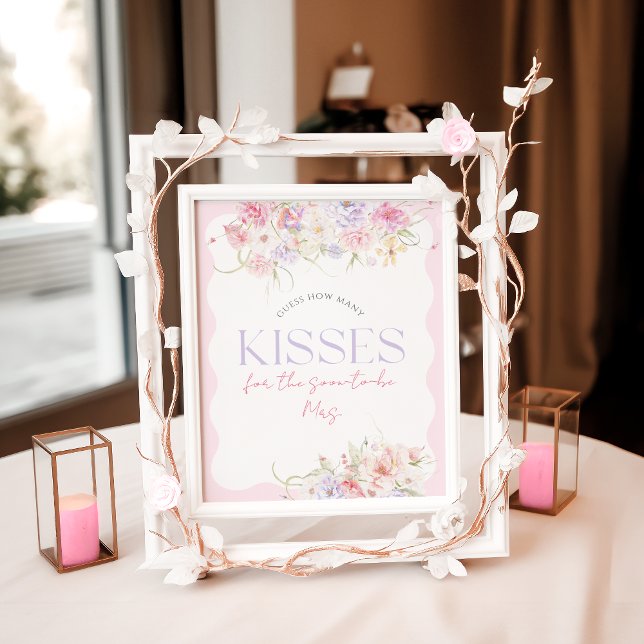 Garden Floral Wildblume Modern Bridal Kisses Game Poster (Von Creator hochgeladen)