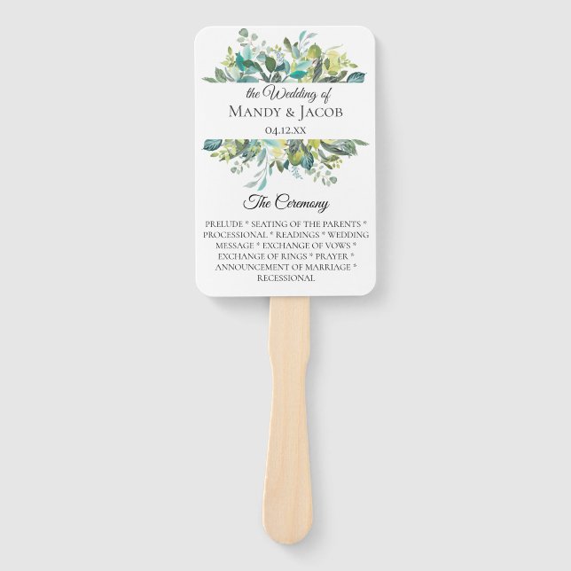 Garden Foliage Bouquet Wedding Program Fans Fächer (Vorderseite)