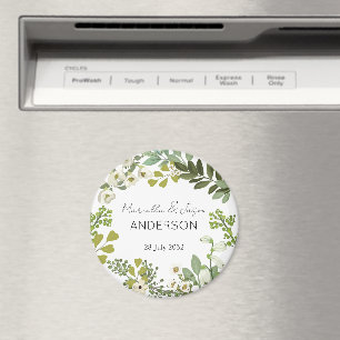 Garden Foliage Green Wreath Wedding Party Magnet