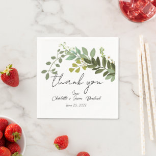 Garden Foliage Grüne Reben Hochzeit Vielen Dank Serviette