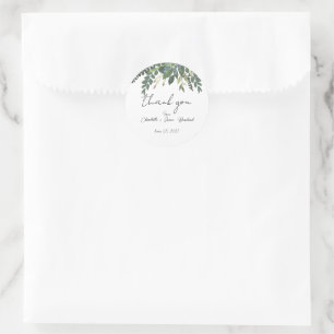 Garden Foliage Nature Green Wedding Vielen Dank Runder Aufkleber