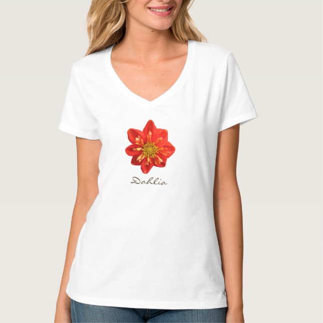 Garden Foto Orange Dahlia Blume Text T-Shirt (Vorderseite)