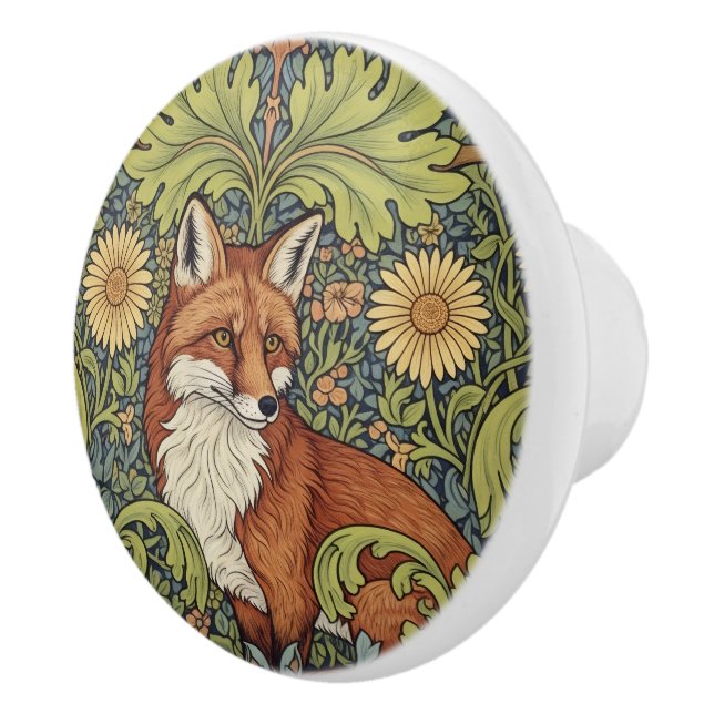 Garden Fox William Morris Floral Art Nouveau Keramikknauf (Rechts)