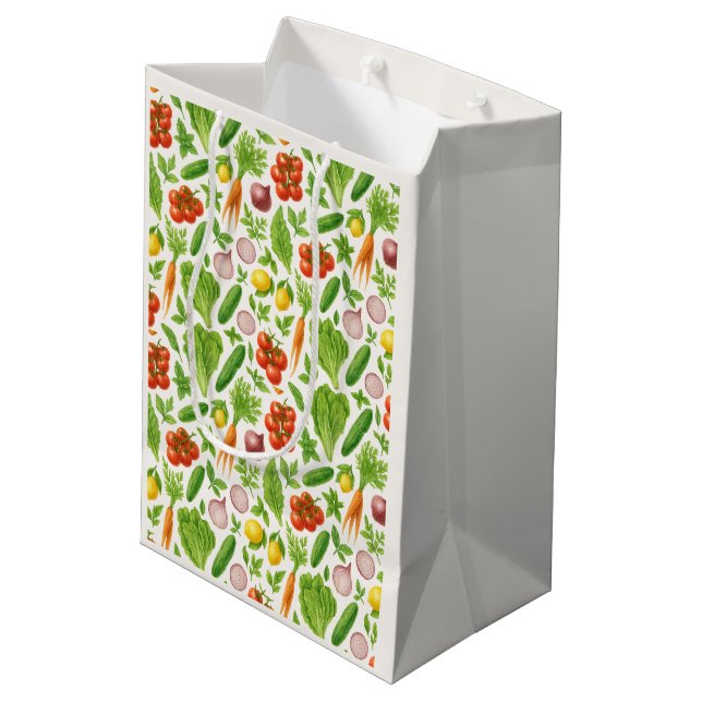 Garden-Fresh Veggies Gift Bag — Medium | Ivory Mittlere Geschenktüte (Rückseite Schrägansicht)