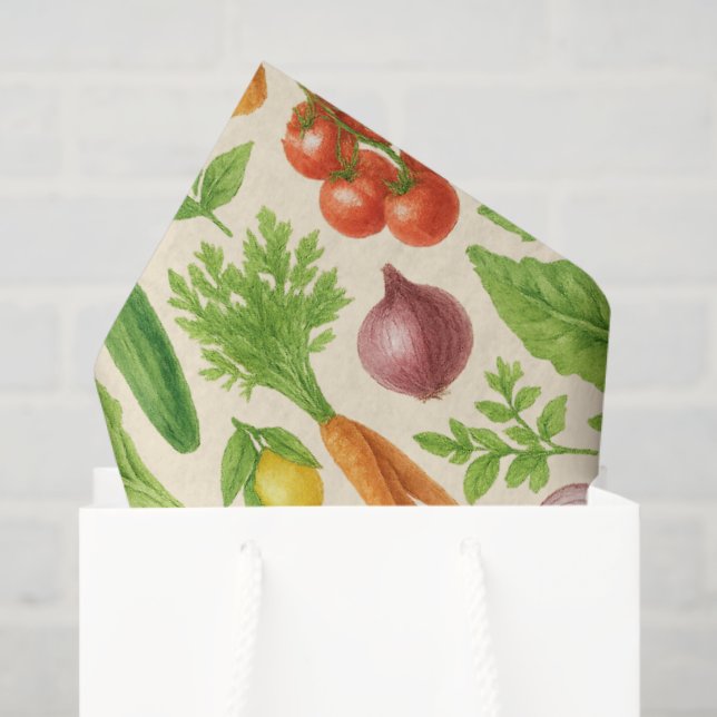 Garden-Fresh Veggies Tissue — Medium | Cream  Seidenpapier (Geschenktüte)
