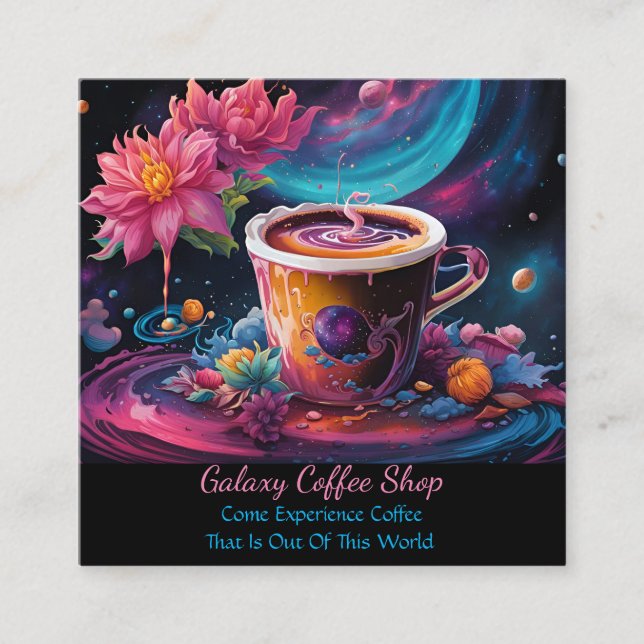 Garden Galaxy Coffee Quadratische Visitenkarte (Vorderseite)
