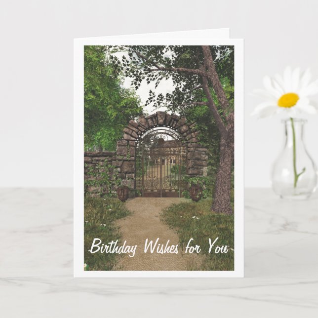Garden Gate Birthday Card Karte (Kleine Pflanze)
