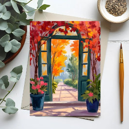 Garden Gate | Watercolor Botanical Floral Painting Postkarte