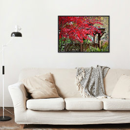 Garden Gazebo und Red Autumn Leaves Poster