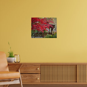 Garden Gazebo und Red Maple Blätter Poster