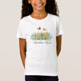 Garden Girl Wildblumen und Butterfly T - Shirt
