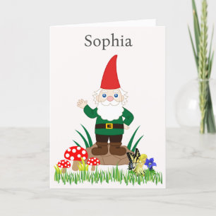 Garden Gnome Birthday Personalize Name Age Card Karte