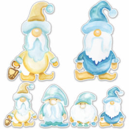 Garden Gnome Bros Wasserfarbe bemalt Kinderzimmer Aufkleber