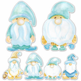 Garden Gnome Bros Wasserfarbe bemalt Kinderzimmer Aufkleber