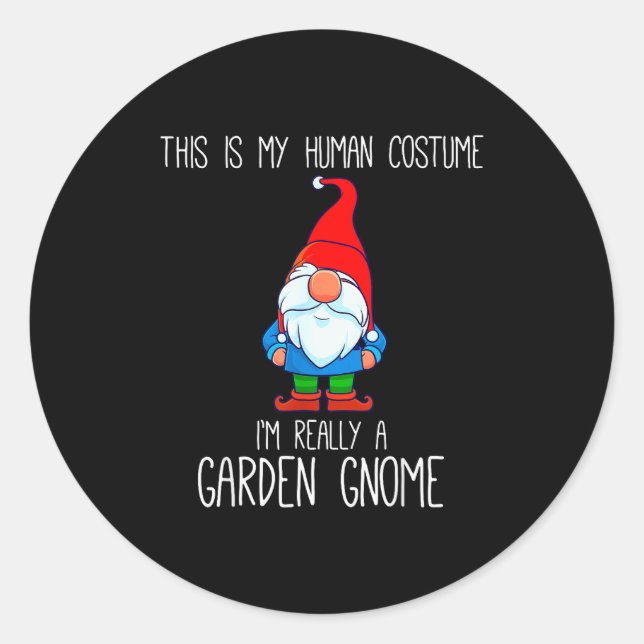Garden Gnome Costume, Halloween, This Is My Human  Runder Aufkleber (Vorderseite)