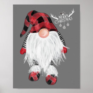 Garden Gnome Frohe Weihnachts Red Buffalo Kariert Poster