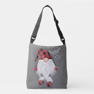 Garden Gnome Frohe Weihnachts Red Buffalo Kariert Tragetaschen Mit Langen Trägern