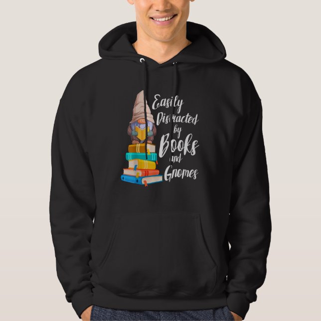 Garden Gnome leicht abgelenkt von Büchern Gnomes B Hoodie (Vorderseite)