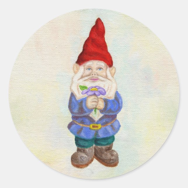 Garden Gnome mit Blume Aufkleber (Vorderseite)