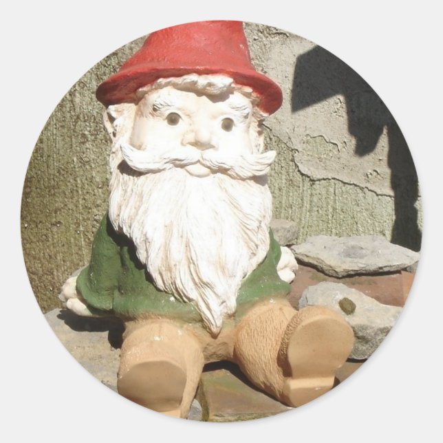 Garden Gnome Runder Aufkleber (Vorderseite)