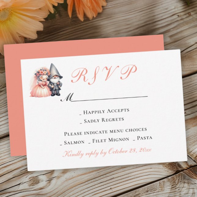 Garden Gnome Wedding RSVP | Orange Woodland Summer Karte (Von Creator hochgeladen)