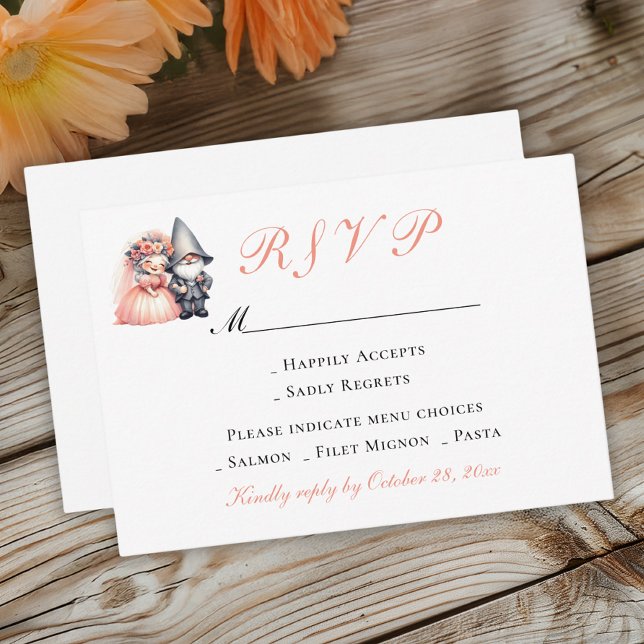 Garden Gnome Wedding RSVP | Orange Woodland Summer Karte (Von Creator hochgeladen)