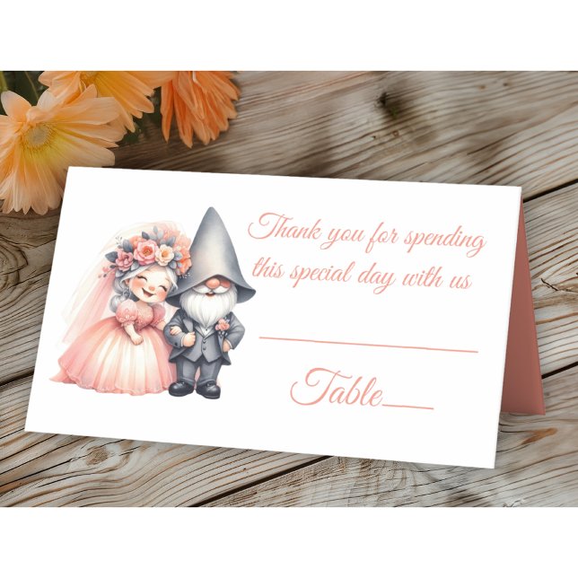 Garden Gnome Woodland Orange Wedding Table Escort Platzkarte (Von Creator hochgeladen)