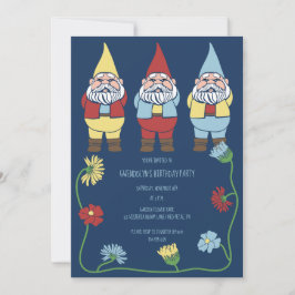 Garden Gnomes und Blume Custom Geburtstagsparty Einladung