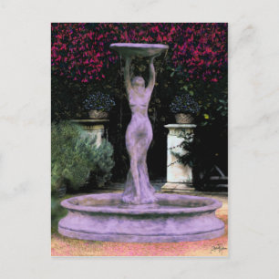 Garden Goddess ~ Postcard Blume Statue Paint Postkarte