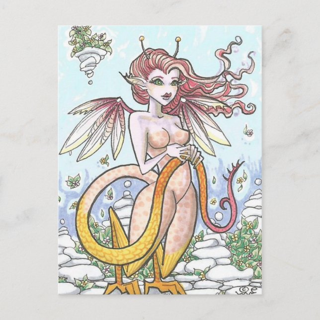 Garden Goyle Gargoyle Fairy Nymph Fantasy Art Postkarte (Vorderseite)