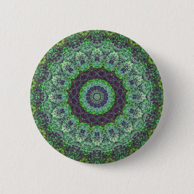 Garden Green Abstrakt Mandala Button (Vorderseite)