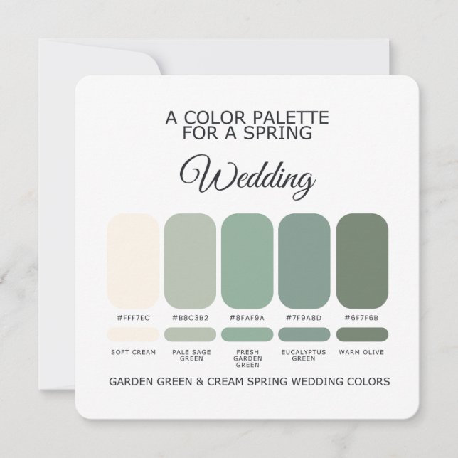 Garden Green & Cream Spring Wedding Palette Card Einladung (Vorderseite)