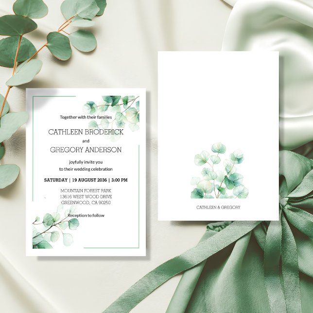 Garden Green Watercolor Eucalyptus Leaves Wedding Einladung (Garden Green Watercolor Eucalyptus Leaves Wedding Invitation)