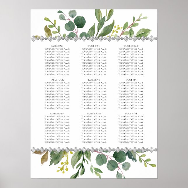 Garden Greenery Boho Eukalyptus Mint Seekarte Poster (Vorne)