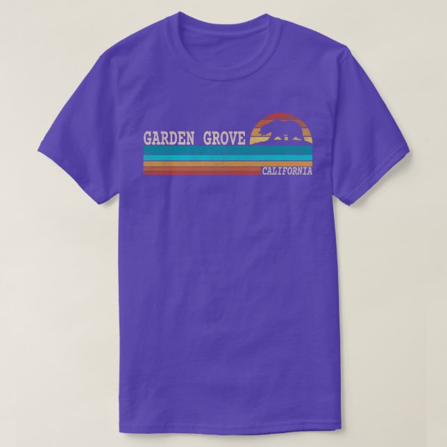 Garden Grove California Staat Bär Retro Sonnenunte T-Shirt (Design vorne)