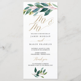 Garden Grüntöne Gay Wedding Program - Mr & Mr. Programm