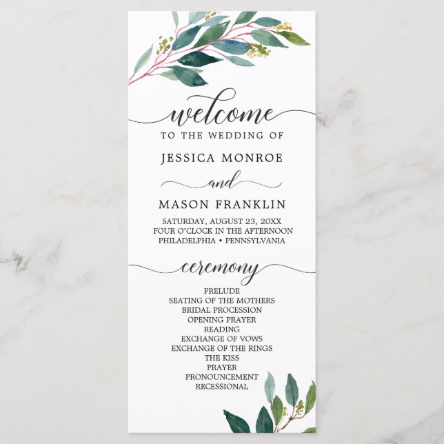 Garden Grüntöne Hochzeitsprogramme Programm (Vorderseite)