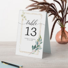 Garden Grüntöne Hochzeitstisch Tischnummern