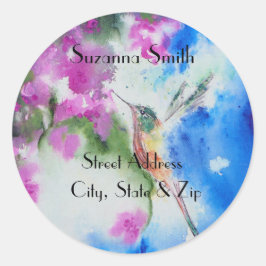 Garden Hummingbird Wedding Address Labels Runder Aufkleber